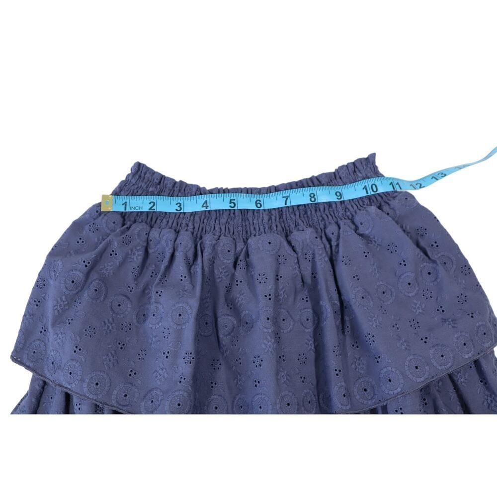 Aqua Girl Smocked Tiered Denim Blue Eyelet Skirt Size‎ S 7/8 - Picture 6 of 7